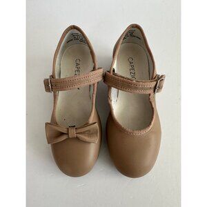 Girls‎ Capezio Tap Dance Shoes Size 11 1/2 Beige Leather Upper Adjustable Strap